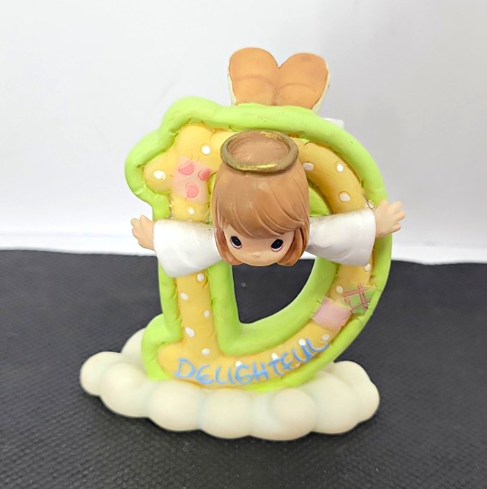 Enesco Precious Moments Angel Figurine Letter D 2002 Painted Resin 3"